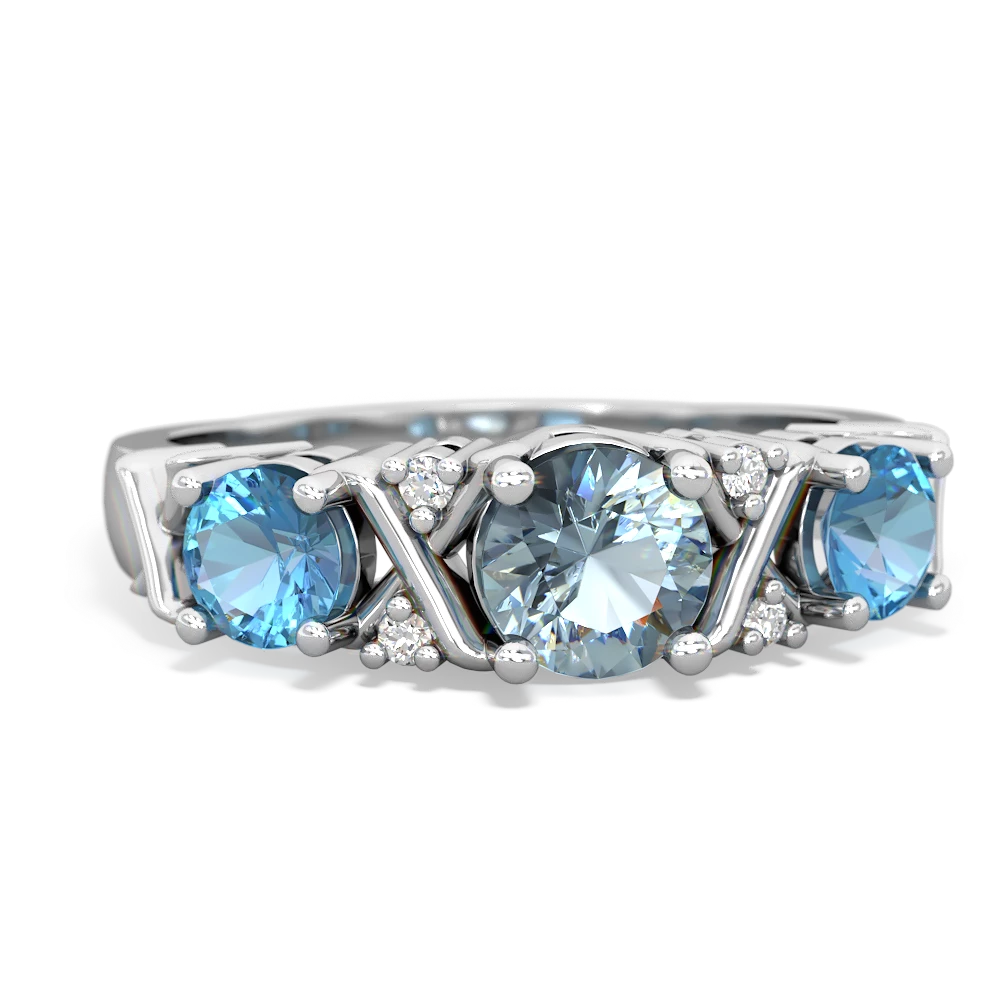 Aquamarine Hugs And Kisses 14K White Gold ring R5016