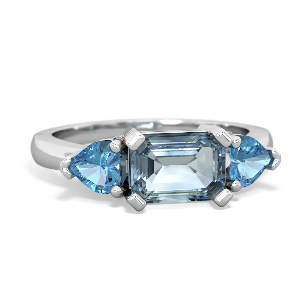 Aquamarine Three Stone 14K White Gold ring R5235