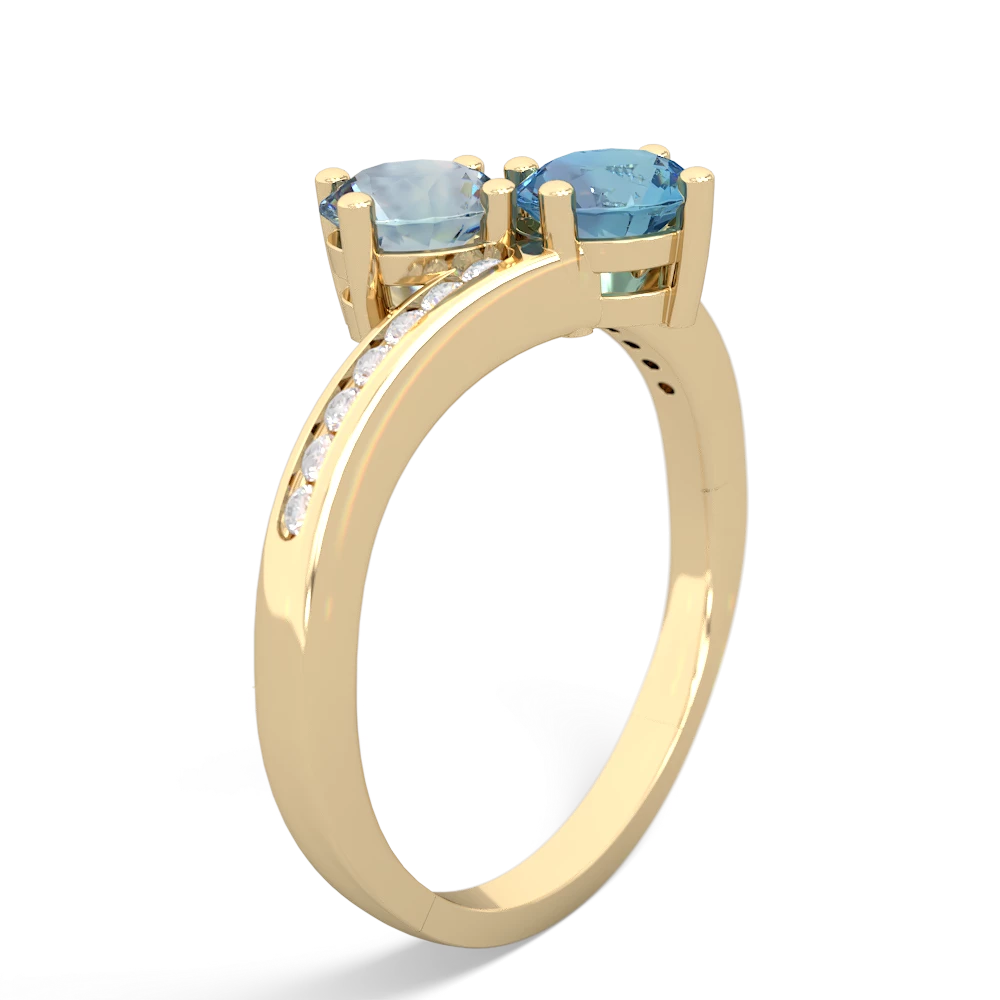 Aquamarine Channel Set Two Stone 14K Yellow Gold ring R5303