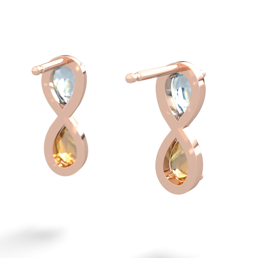 Aquamarine Infinity 14K Rose Gold earrings E5050