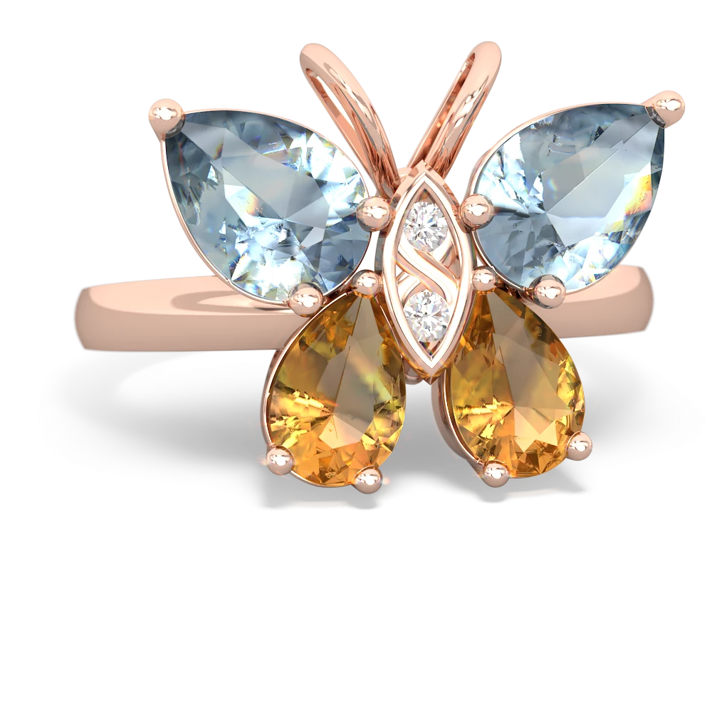 Aquamarine Butterfly 14K Rose Gold ring R2215