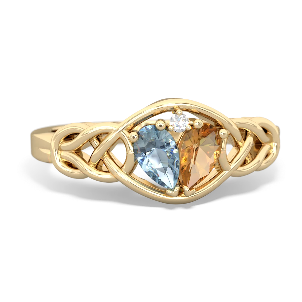 Aquamarine Celtic Love Knot 14K Yellow Gold ring R5420