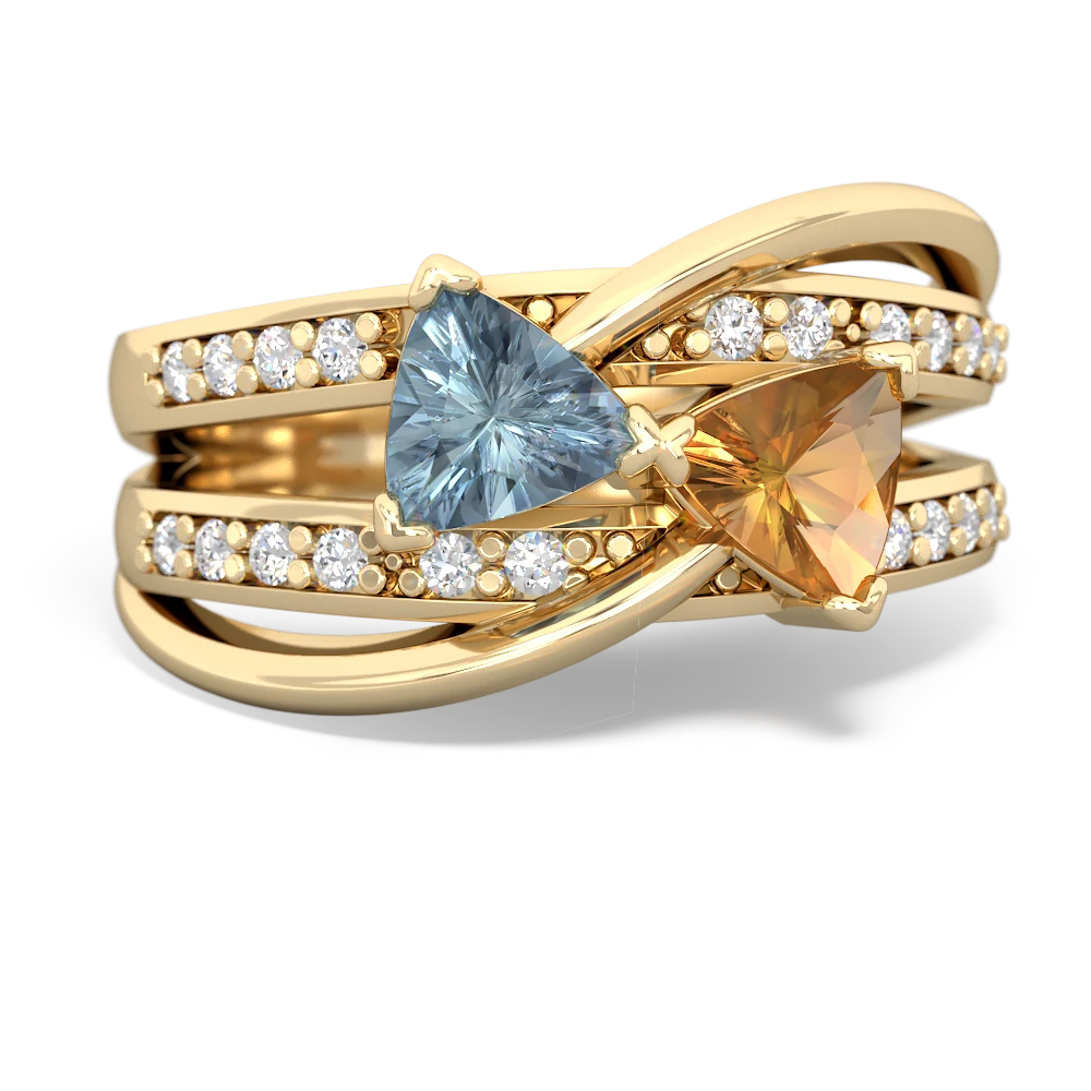 Aquamarine Bowtie 14K Yellow Gold ring R2360