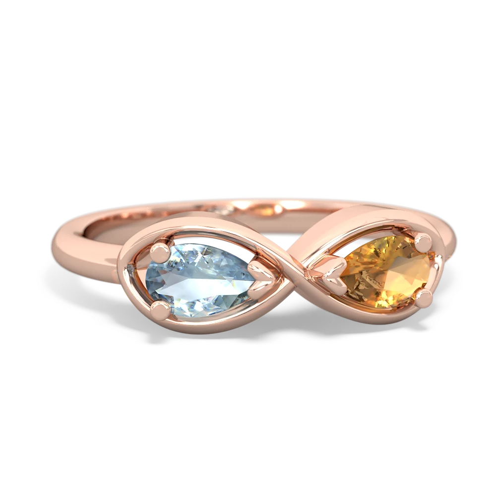 Aquamarine Infinity 14K Rose Gold ring R5050