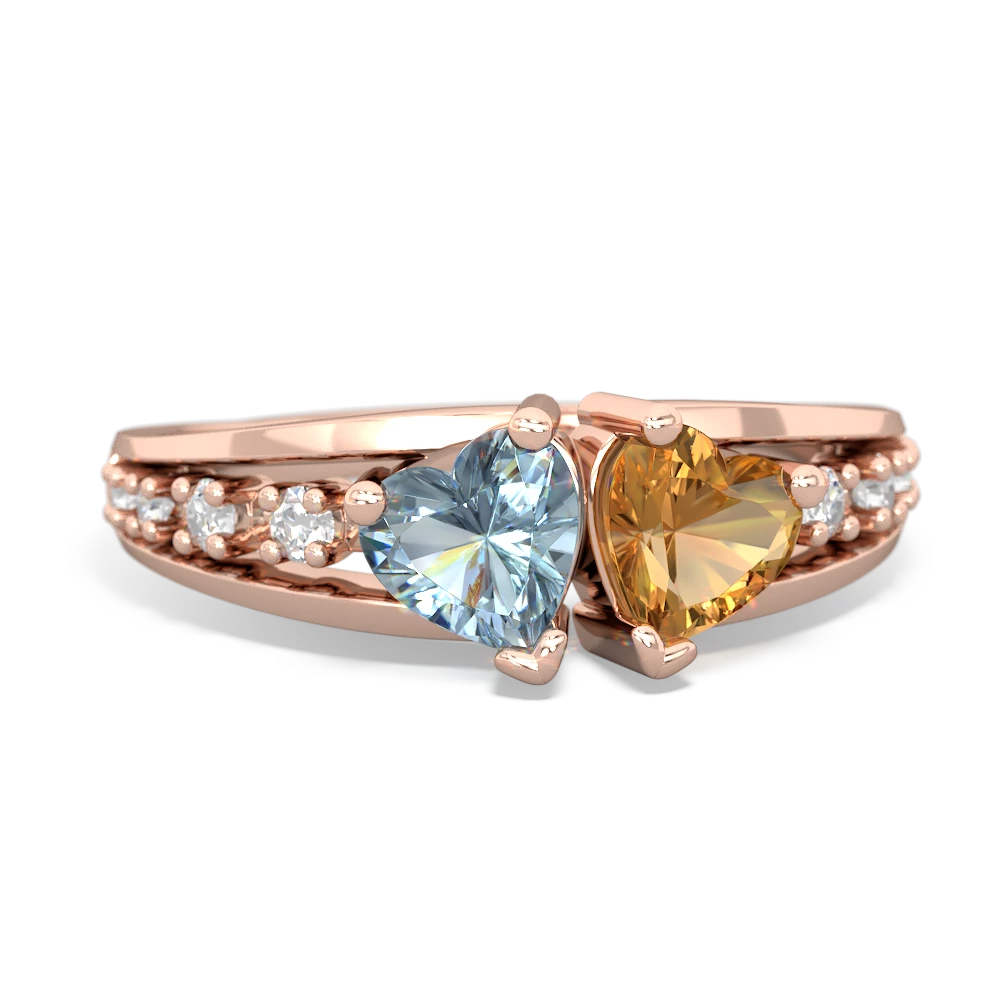 Aquamarine Heart To Heart 14K Rose Gold ring R3342