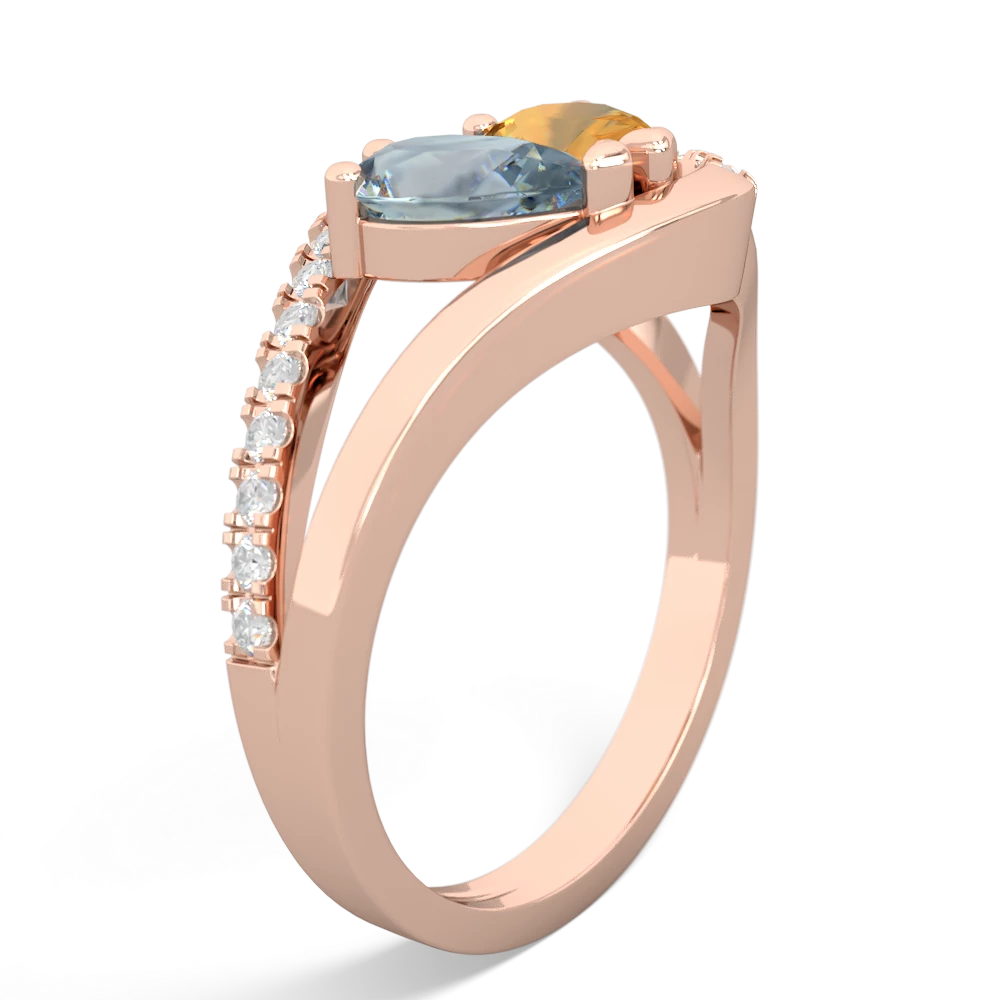 Aquamarine Nestled Heart Keepsake 14K Rose Gold ring R5650