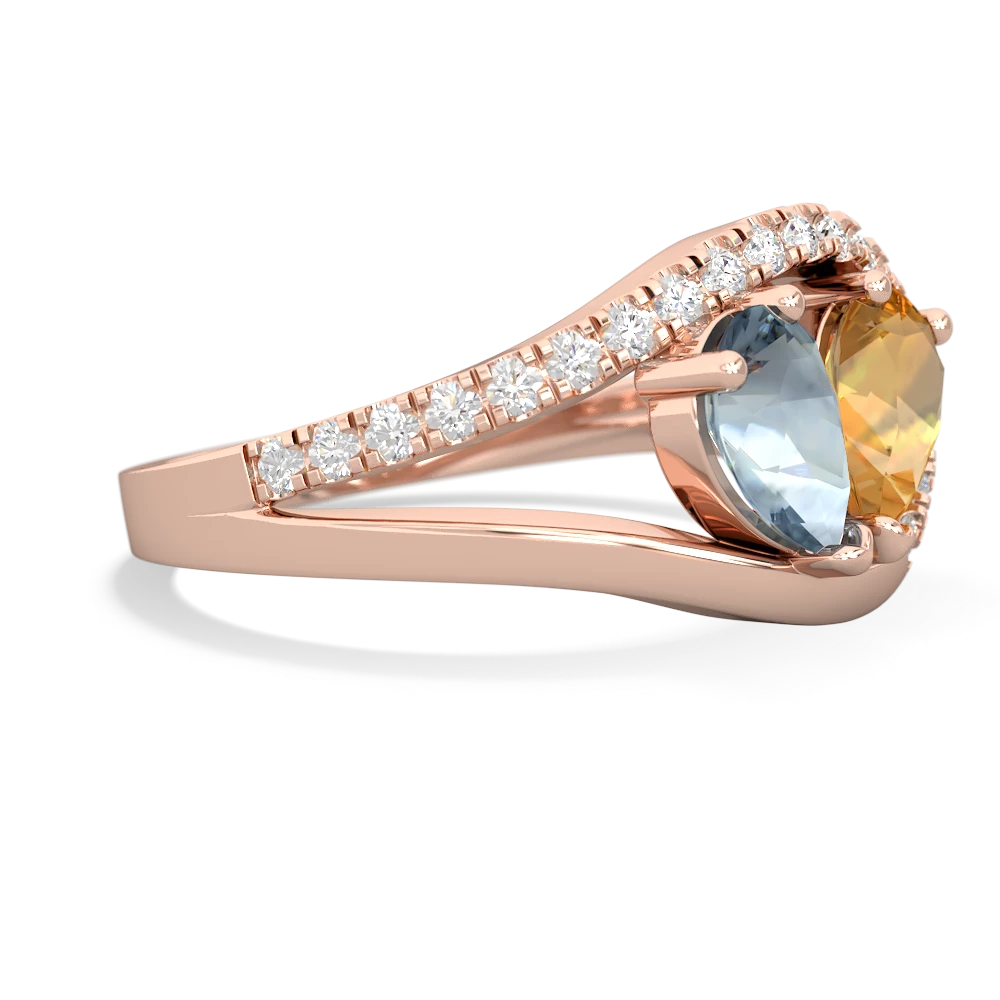 Aquamarine Nestled Heart Keepsake 14K Rose Gold ring R5650