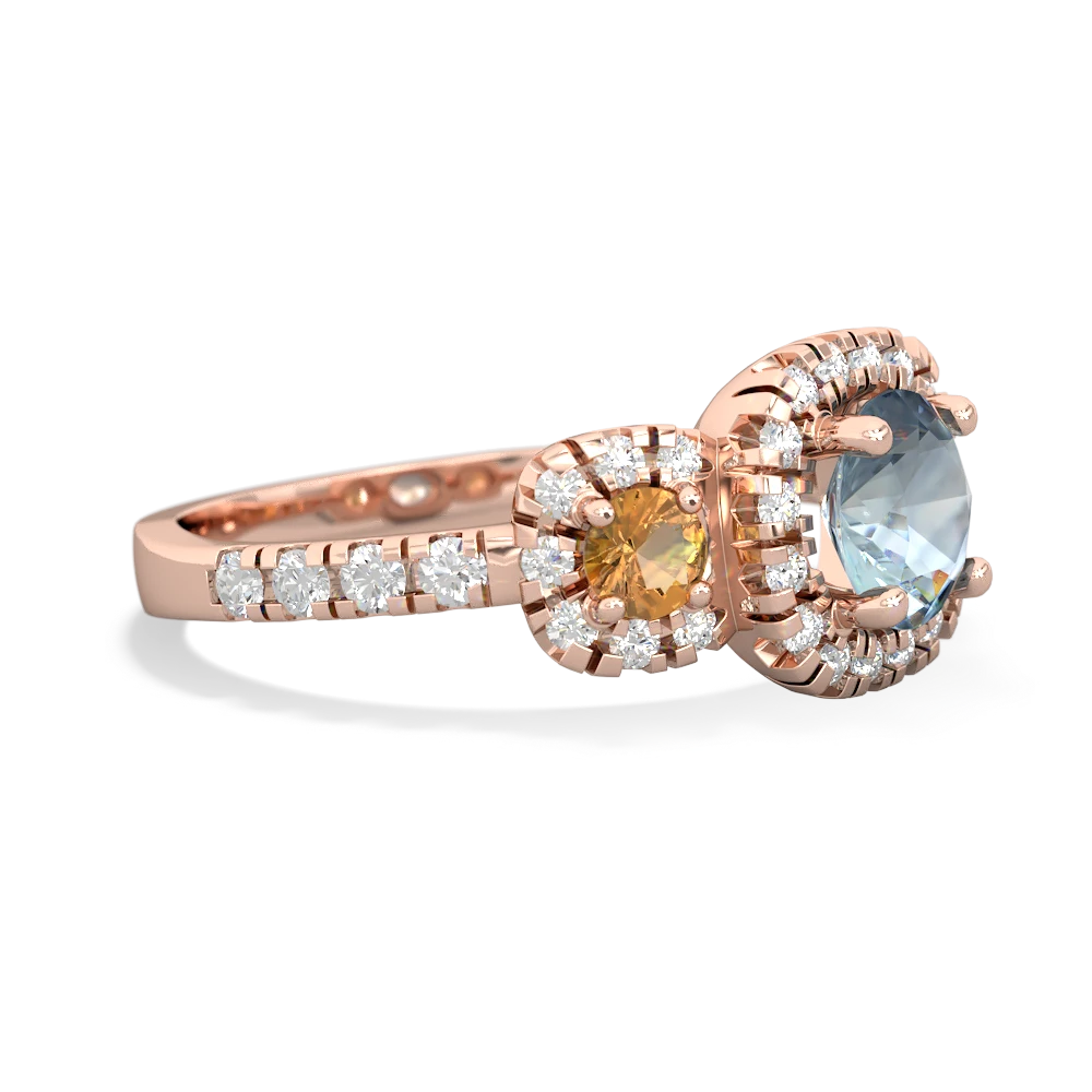 Aquamarine Regal Halo 14K Rose Gold ring R5350