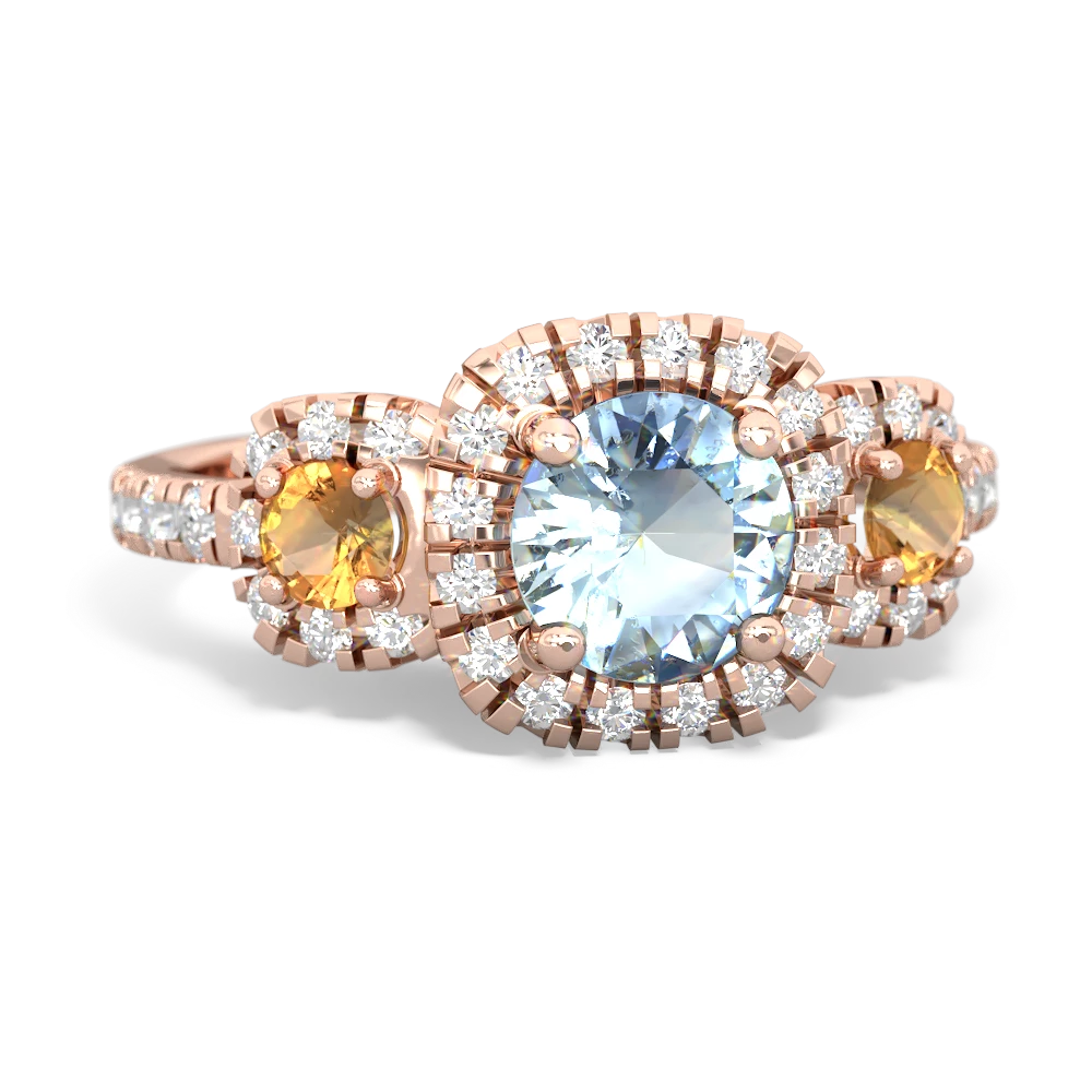 Aquamarine Regal Halo 14K Rose Gold ring R5350