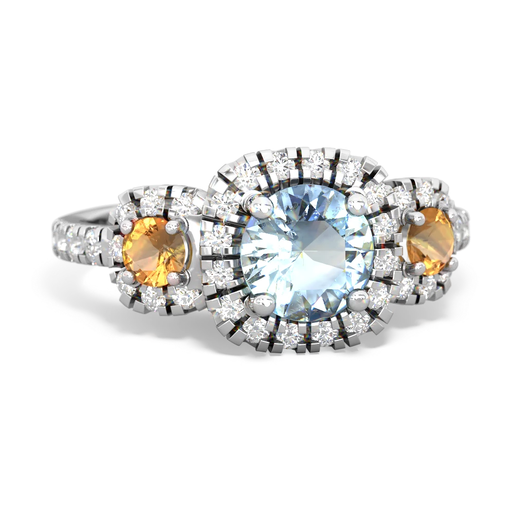 Aquamarine Regal Halo 14K White Gold ring R5350