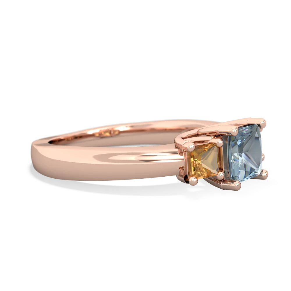 Aquamarine Three Stone Trellis 14K Rose Gold ring R4015