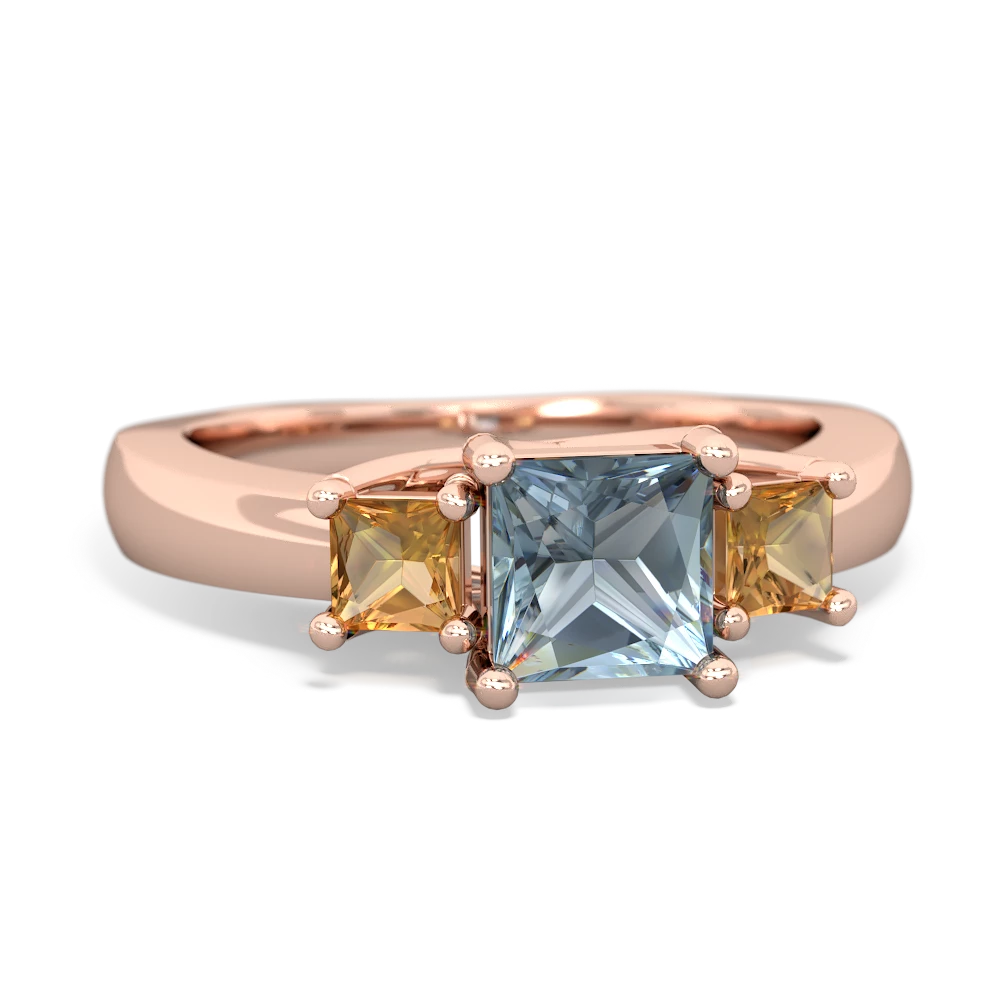 Aquamarine Three Stone Trellis 14K Rose Gold ring R4015