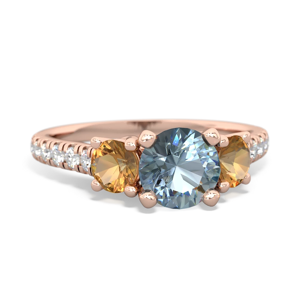 Aquamarine Pave Trellis 14K Rose Gold ring R5500