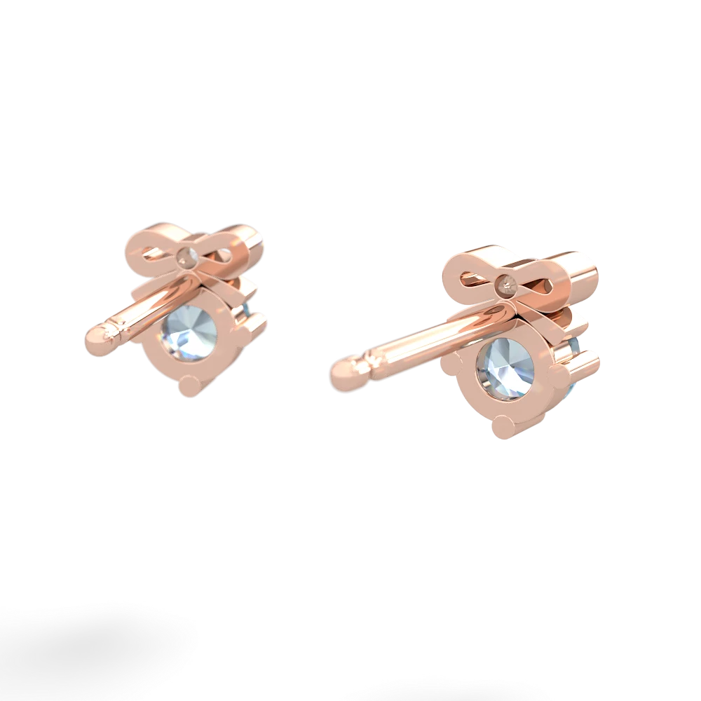 Aquamarine Diamond Bows 14K Rose Gold earrings E7002