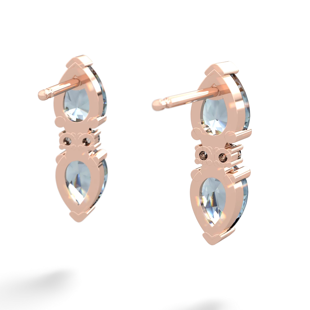 Aquamarine Bowtie Drop 14K Rose Gold earrings E0865