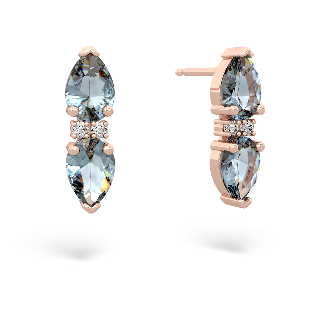 Aquamarine Bowtie Drop 14K Rose Gold earrings E0865