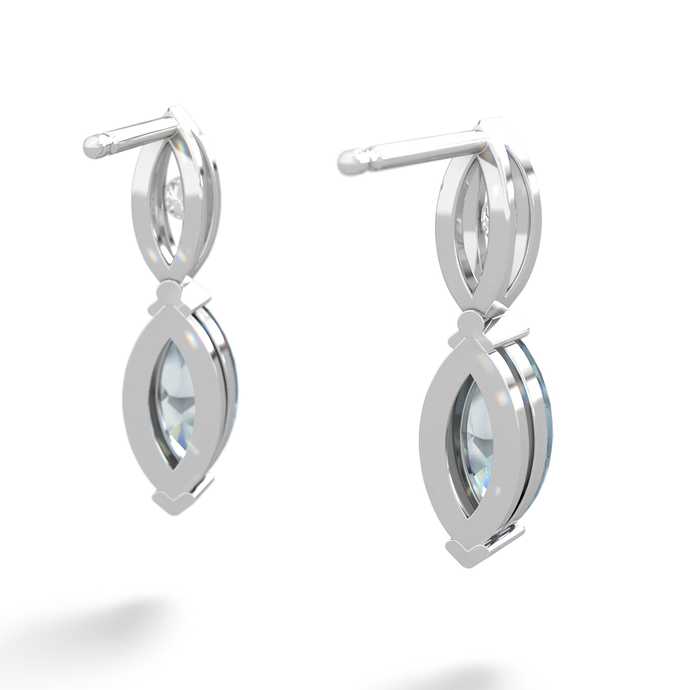 Aquamarine Marquise Drop 14K White Gold earrings E5333