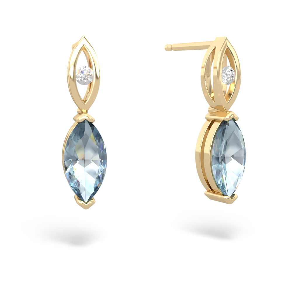 Aquamarine Marquise Drop 14K Yellow Gold earrings E5333