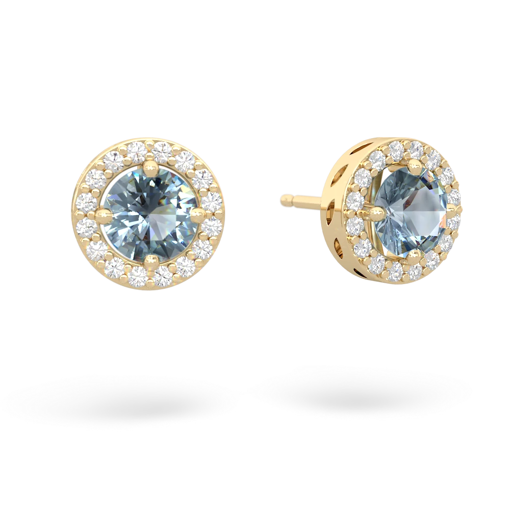 Aquamarine Halo 14K Yellow Gold earrings E5320