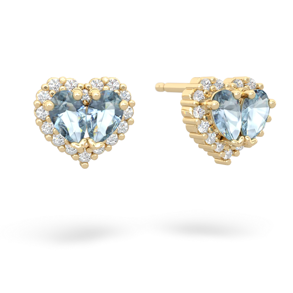 Aquamarine Halo 14K Yellow Gold earrings E7008