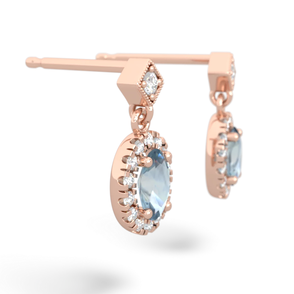 Aquamarine Antique-Style Halo 14K Rose Gold earrings E5720