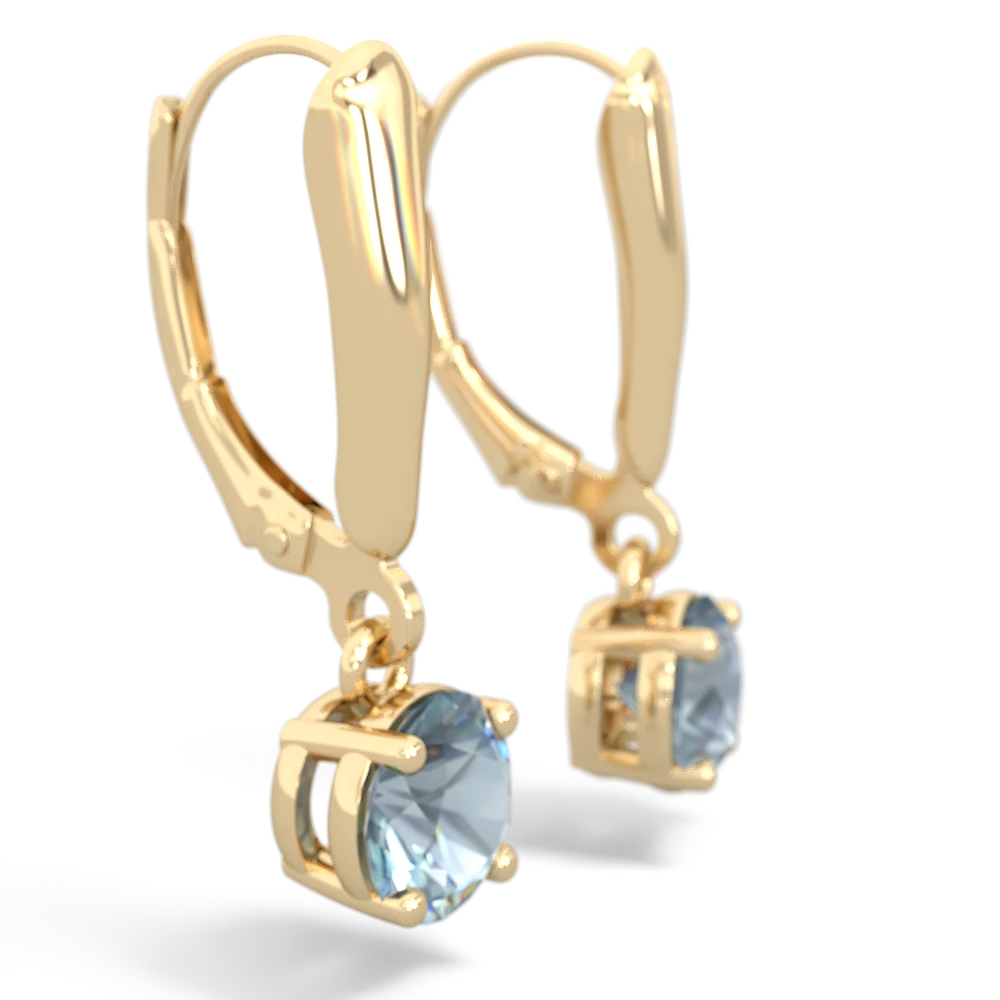 Aquamarine 6Mm  Round Lever Back 14K Yellow Gold earrings E2786