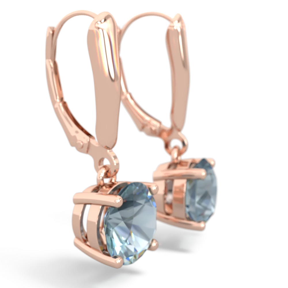 Aquamarine 8Mm Round Lever Back 14K Rose Gold earrings E2788