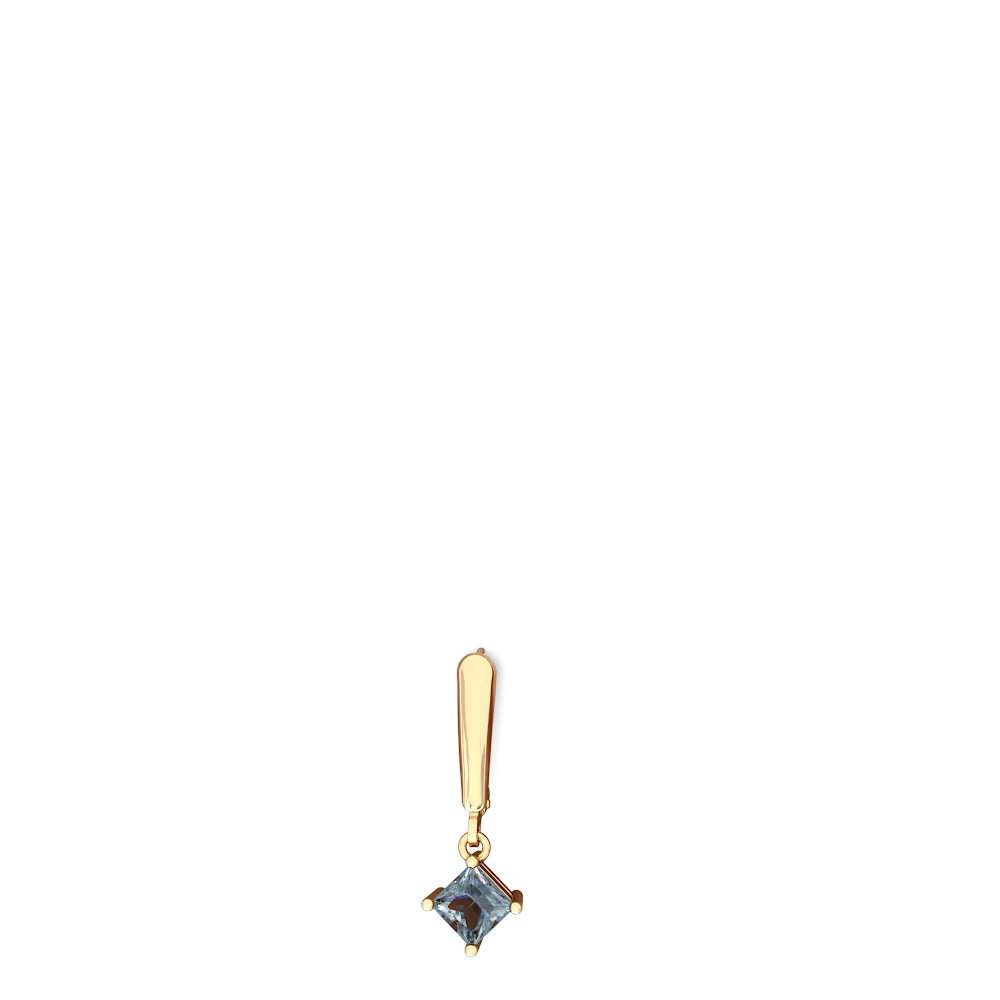 Aquamarine 6Mm Princess Lever Back 14K Yellow Gold earrings E2789