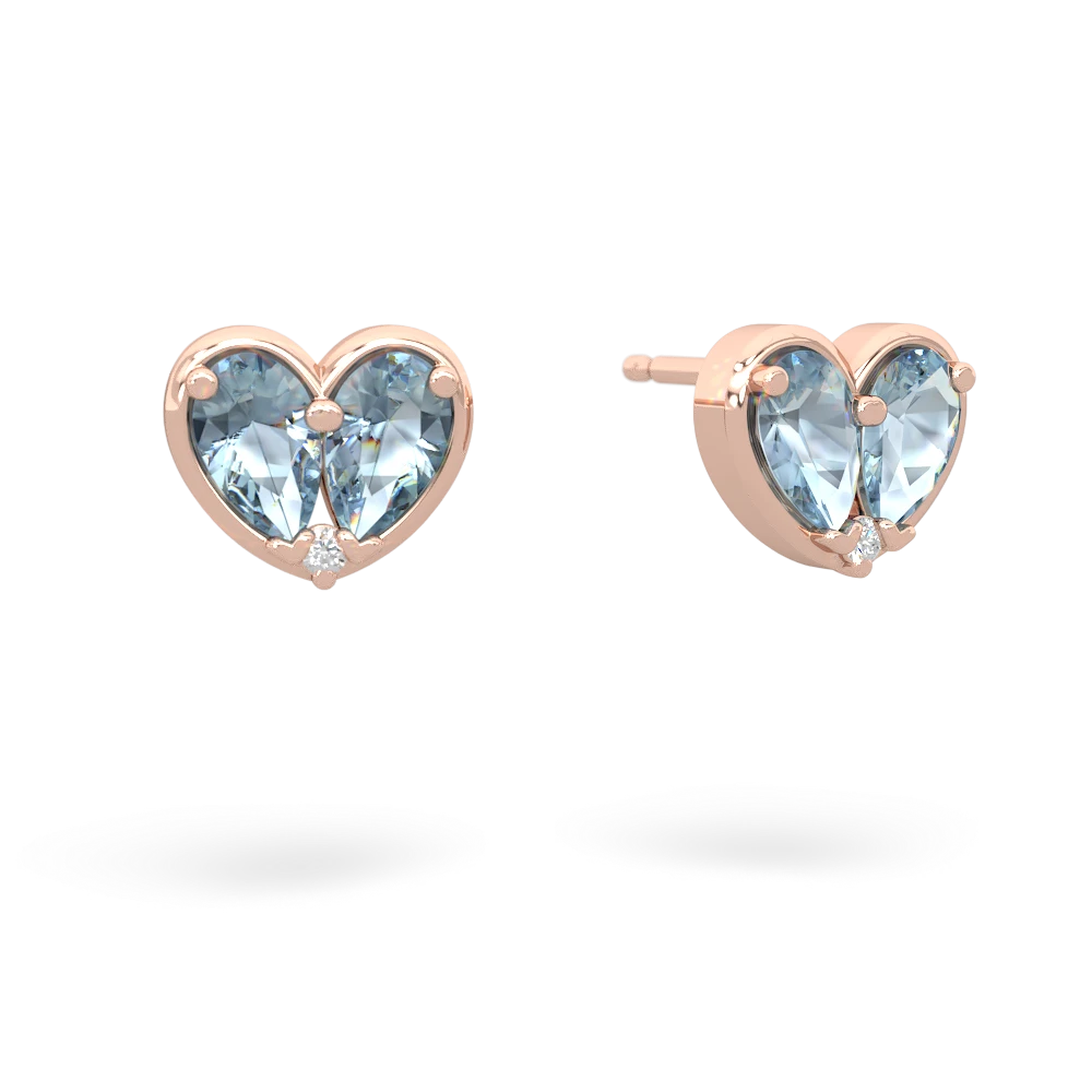 Aquamarine 'Our Heart' 14K Rose Gold earrings E5072