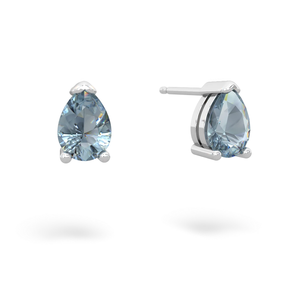 Aquamarine Teardrop Stud 14K White Gold earrings E1793