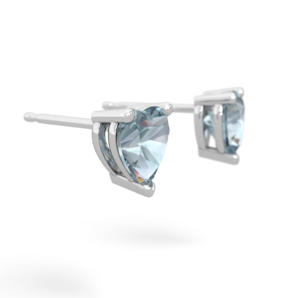 Aquamarine 6Mm Heart Stud 14K White Gold earrings E1862