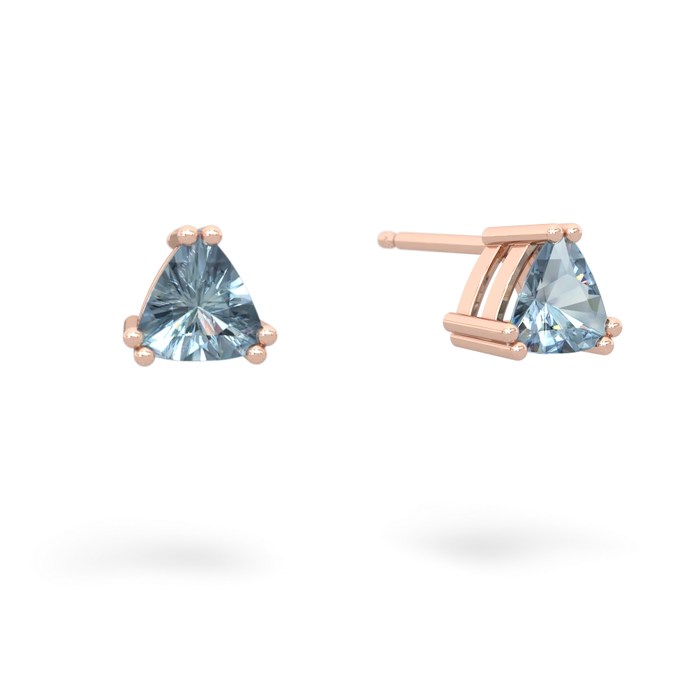 Aquamarine 5Mm Trillion Stud 14K Rose Gold earrings E1858