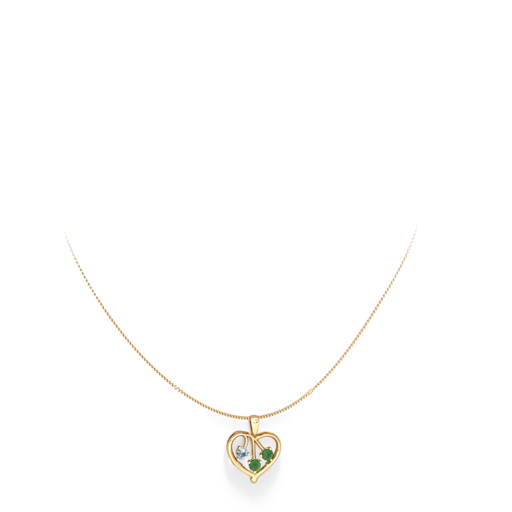 Aquamarine Glowing Heart 14K Yellow Gold pendant P2233