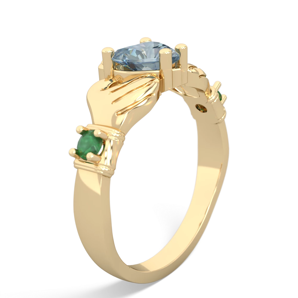 Aquamarine Claddagh Keepsake 14K Yellow Gold ring R5245