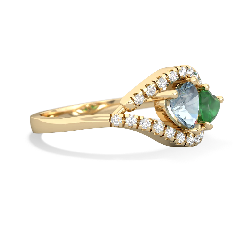 Aquamarine Mother And Child 14K Yellow Gold ring R3010