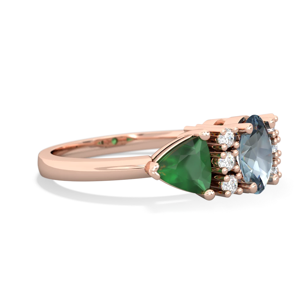 Aquamarine Antique Style Three Stone 14K Rose Gold ring R2186