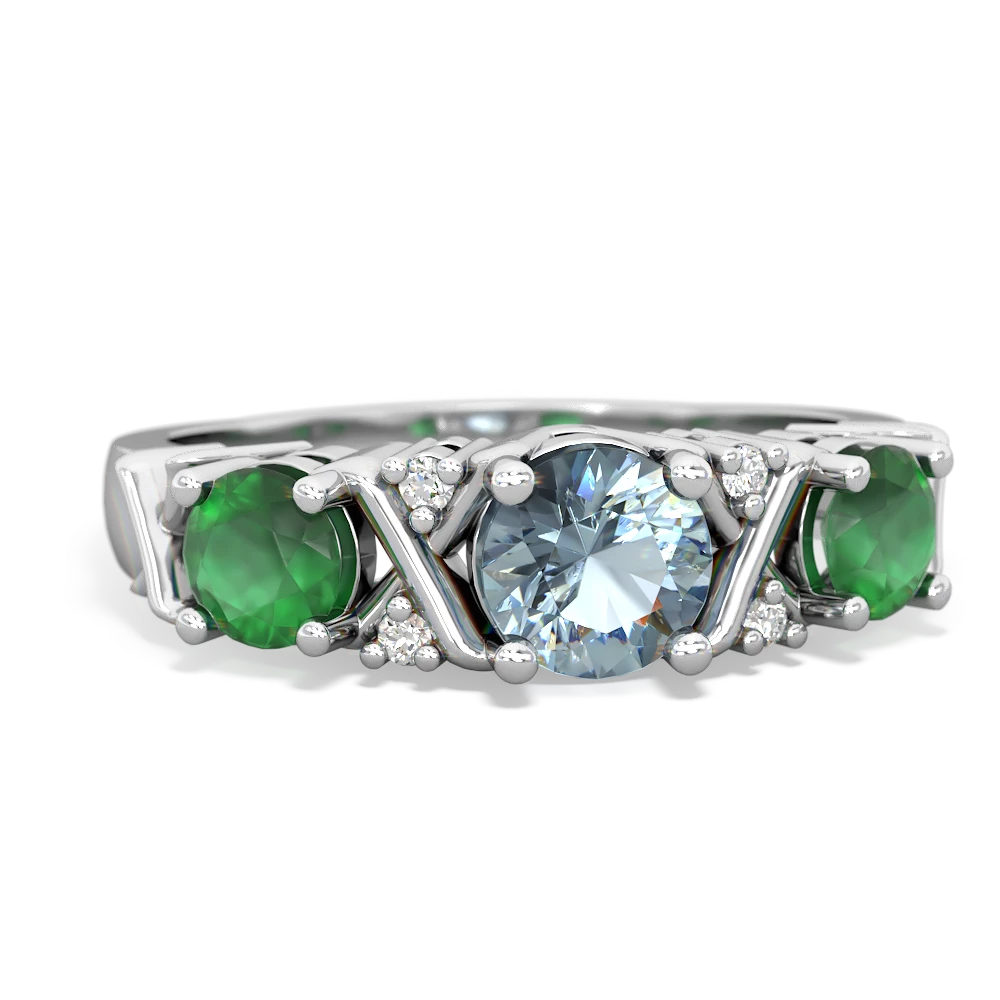 Aquamarine Hugs And Kisses 14K White Gold ring R5016