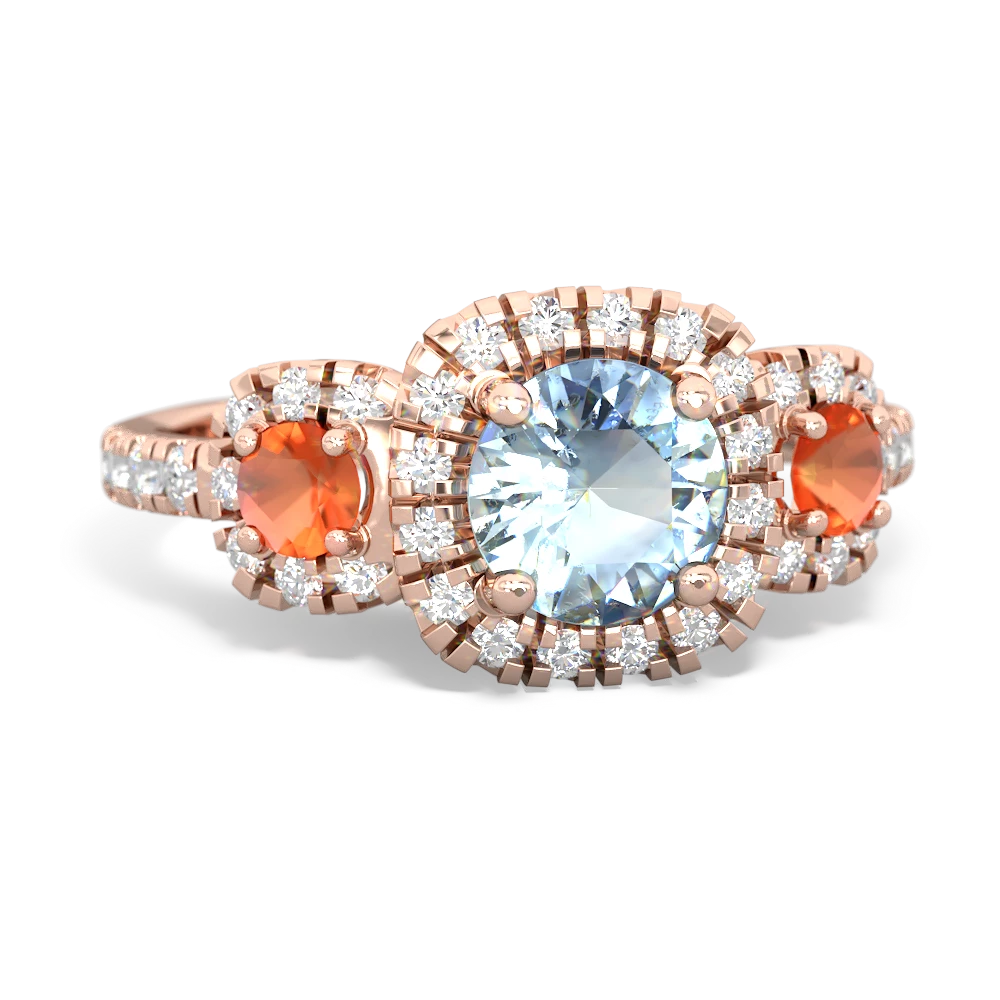 Aquamarine Regal Halo 14K Rose Gold ring R5350