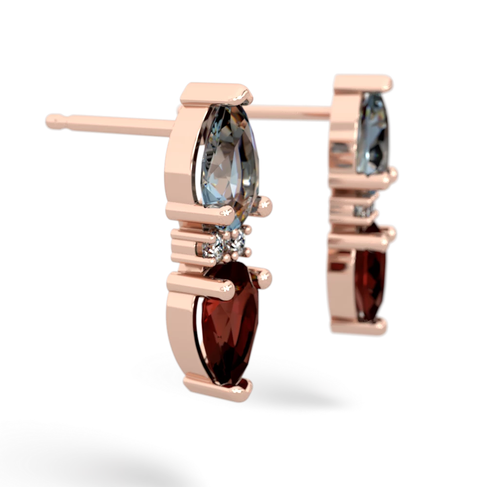 Aquamarine Bowtie Drop 14K Rose Gold earrings E0865