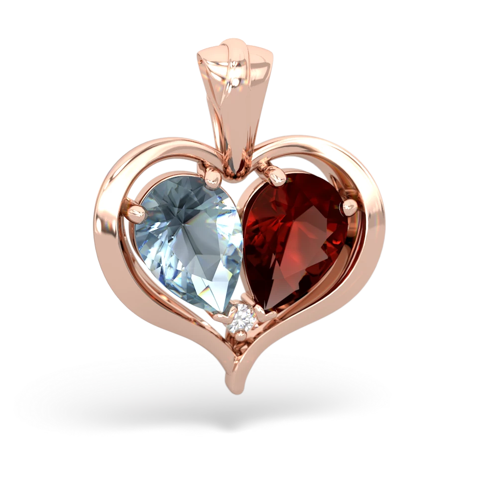 Aquamarine Two Become One 14K Rose Gold pendant P5330