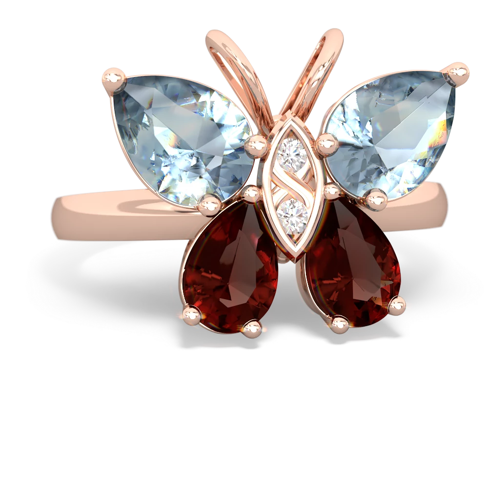 Aquamarine Butterfly 14K Rose Gold ring R2215