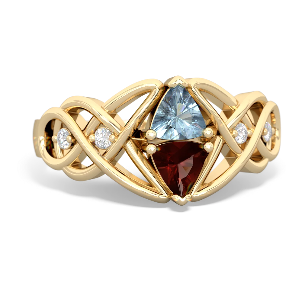 Aquamarine Keepsake Celtic Knot 14K Yellow Gold ring R5300