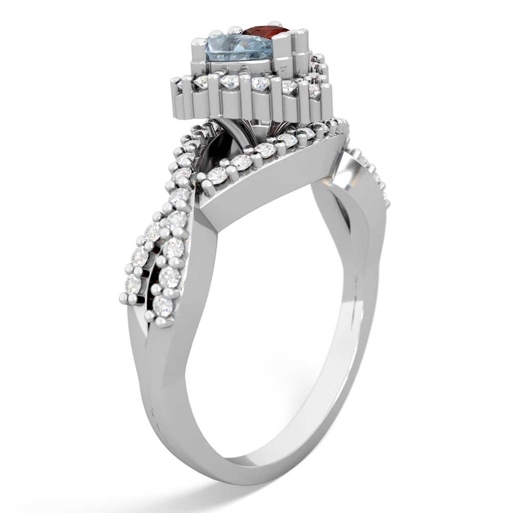 Aquamarine Diamond Twist 'One Heart' 14K White Gold ring R2640HRT