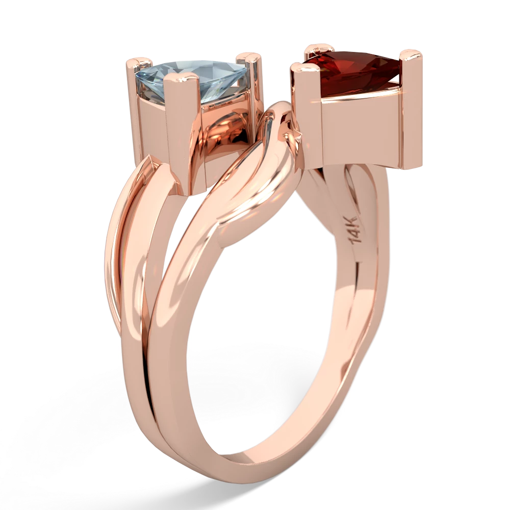 Aquamarine Split Band Swirl 14K Rose Gold ring R2341