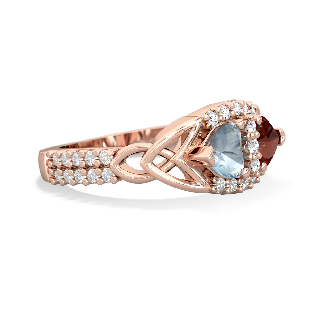 Aquamarine Sparkling Celtic Knot 14K Rose Gold ring R2645