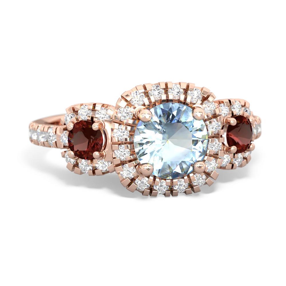 Aquamarine Regal Halo 14K Rose Gold ring R5350