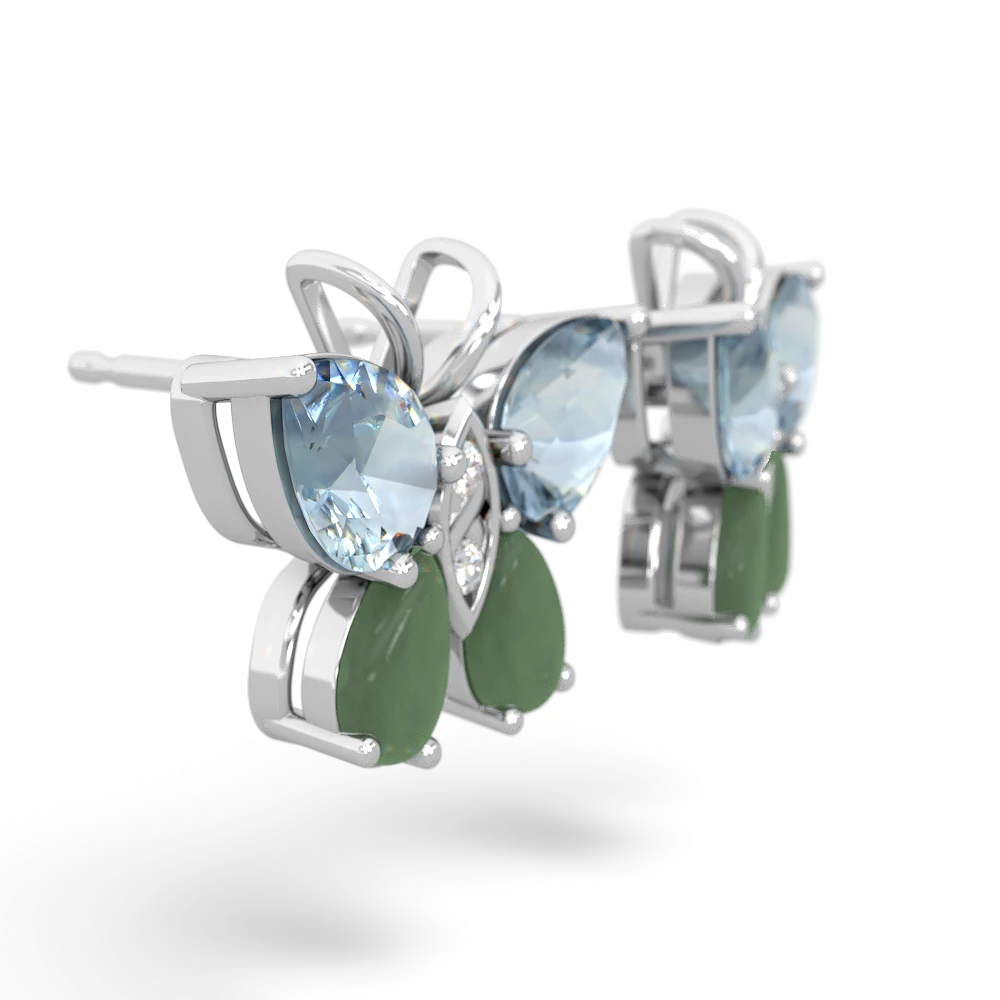 Aquamarine Butterfly 14K White Gold earrings E2215