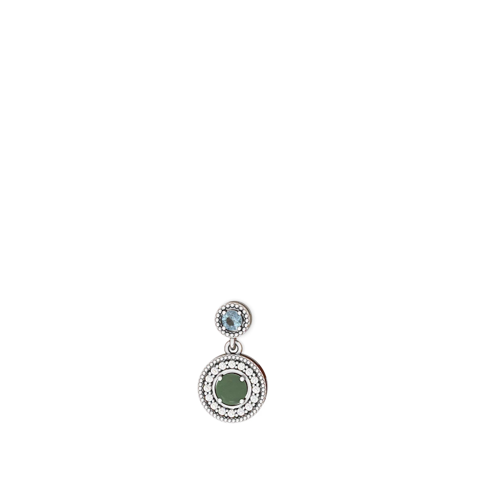 Aquamarine Halo Dangle 14K White Gold earrings E5319