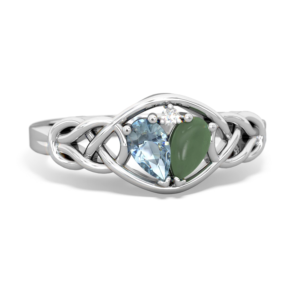 Aquamarine Celtic Love Knot 14K White Gold ring R5420