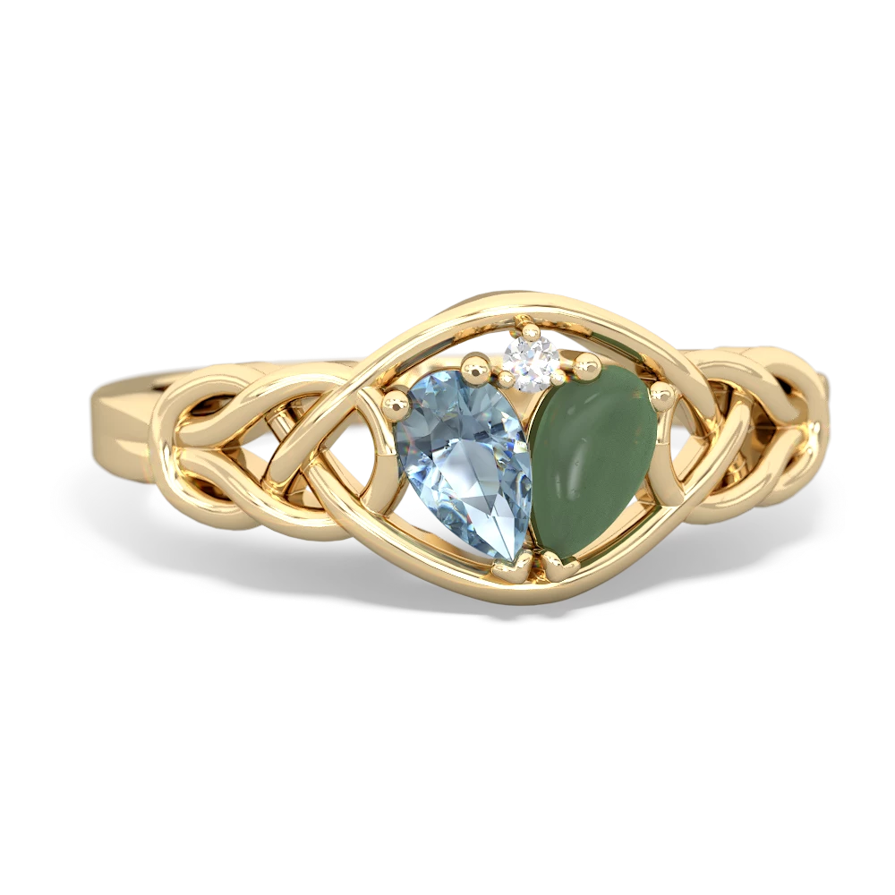 Aquamarine Celtic Love Knot 14K Yellow Gold ring R5420